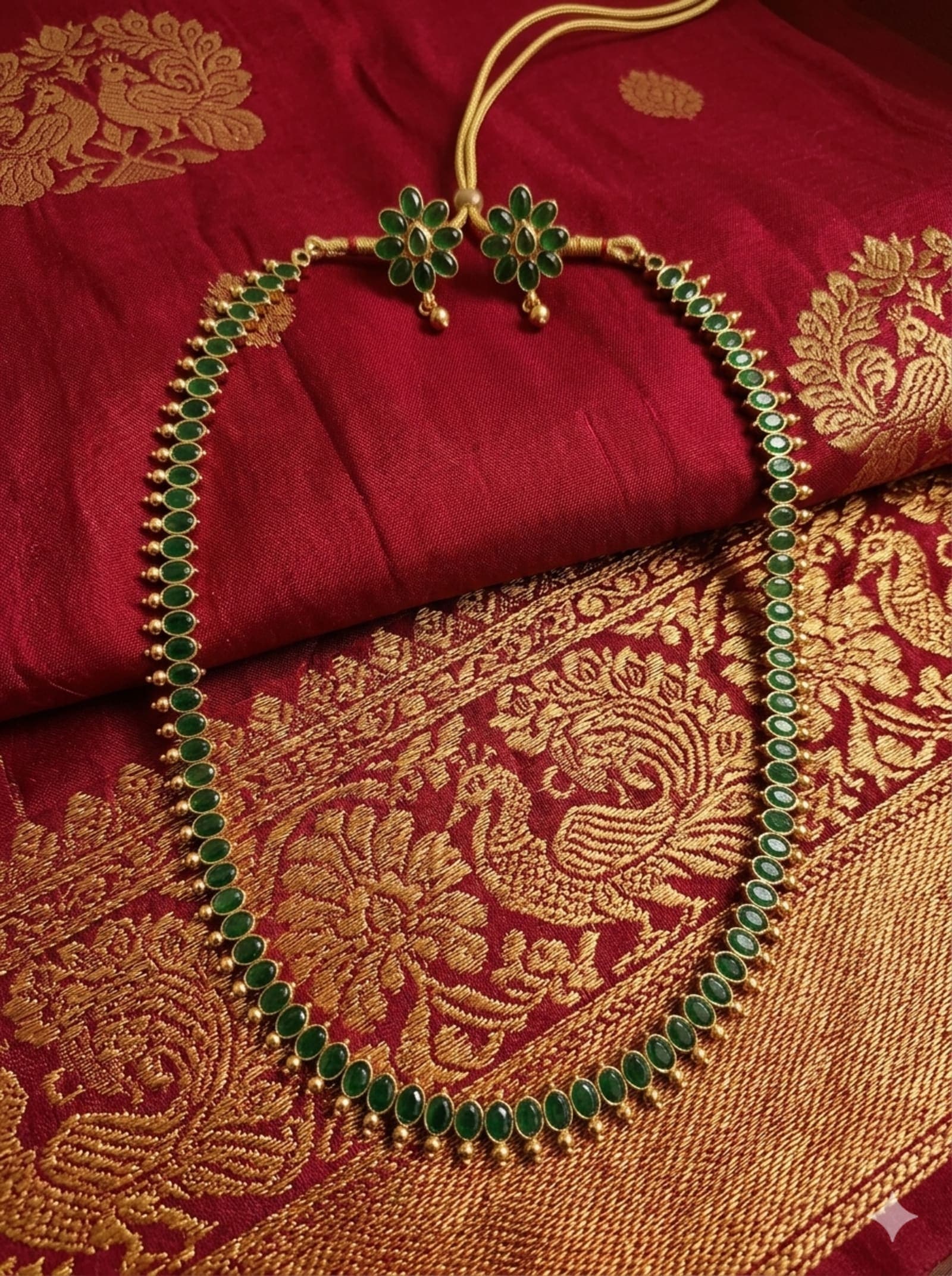 Long haram with green stones