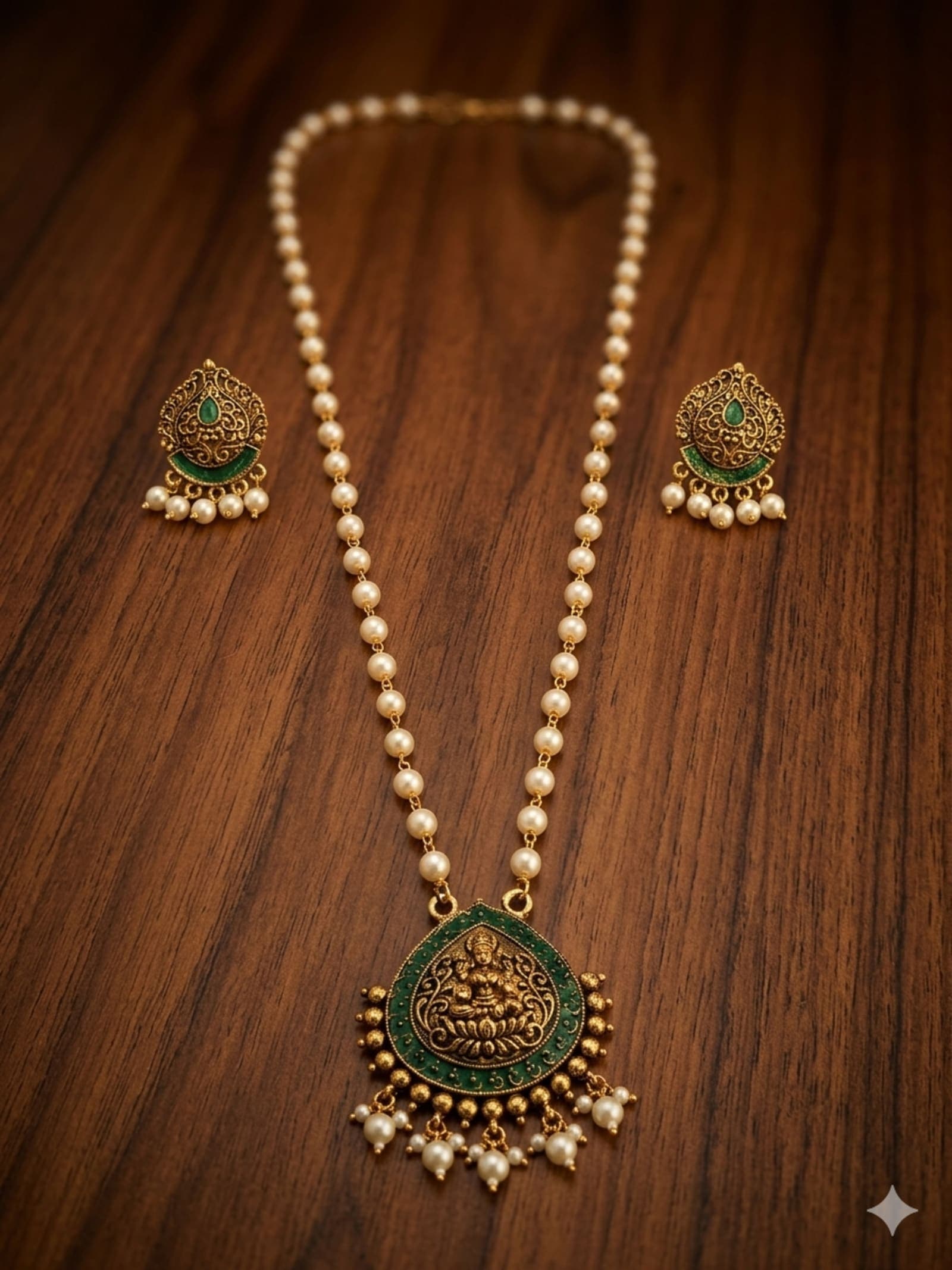 Long Lakshmi haram with pearl